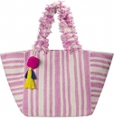 Canvas Beach Bag mit Fransenhenkeln Pink